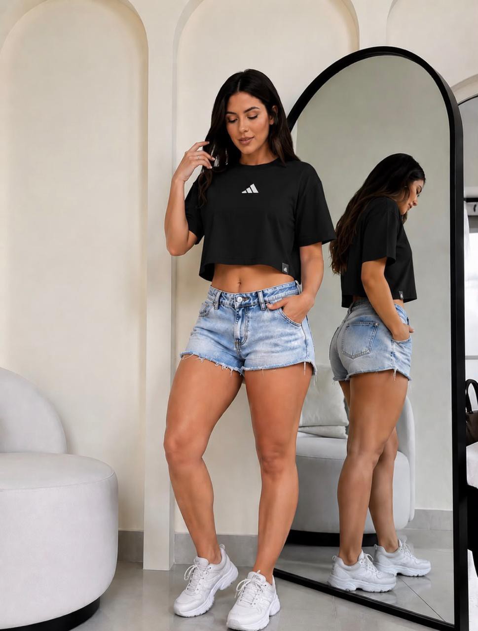 Crop Adid Over Bordado - Imagen 5
