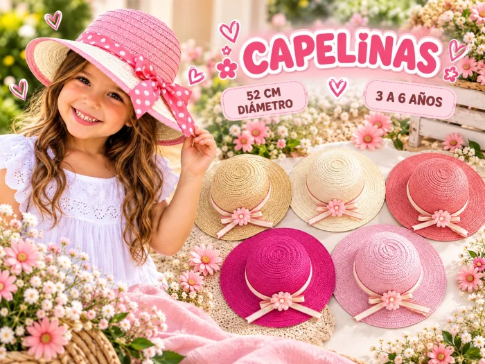 Capelinas Rafia Talle Unico (3 a 6 Años) Analia Babies Surtido de Colores