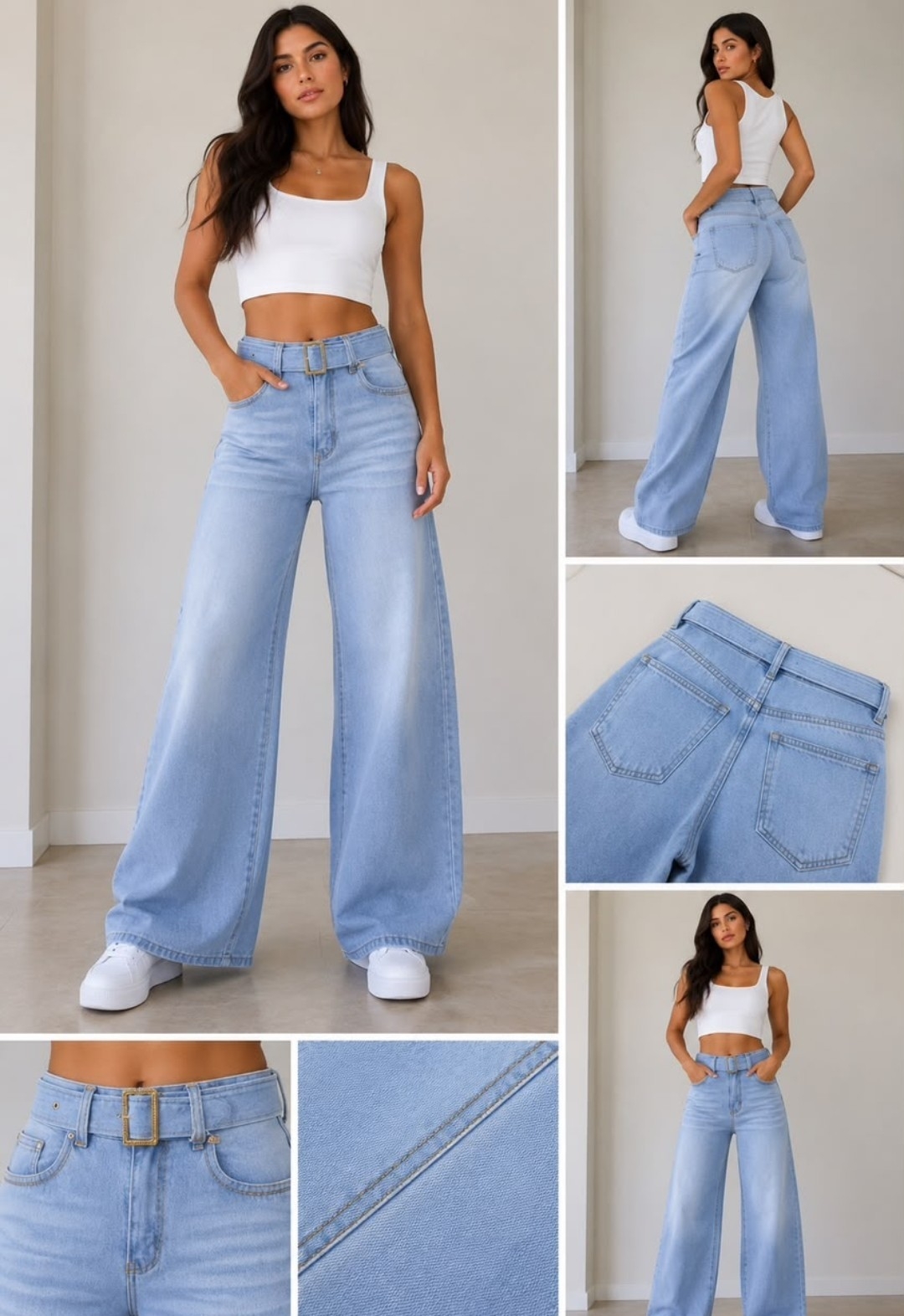 Jeans Palazos con Cinturón - Imagen 3