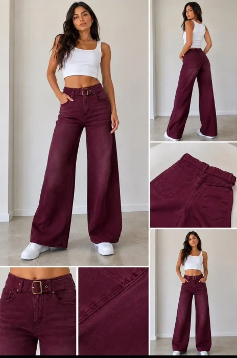 Jeans Palazo con Cinturon