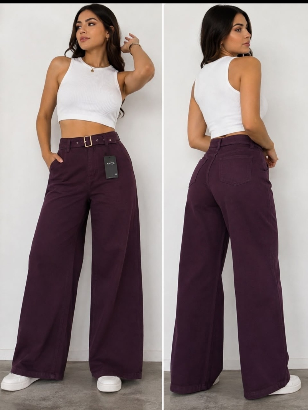 Jeans Palazo con Cinturon - Imagen 2
