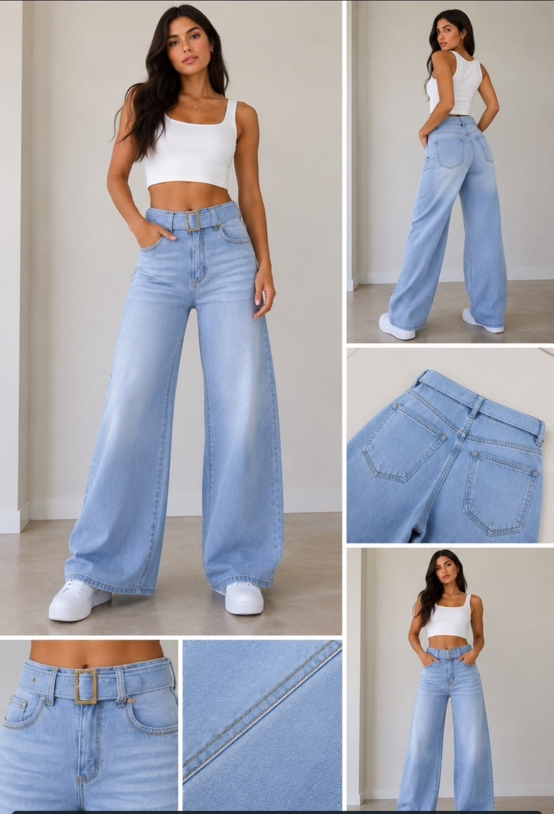 Jeans Palazo con Cinturon - Imagen 4