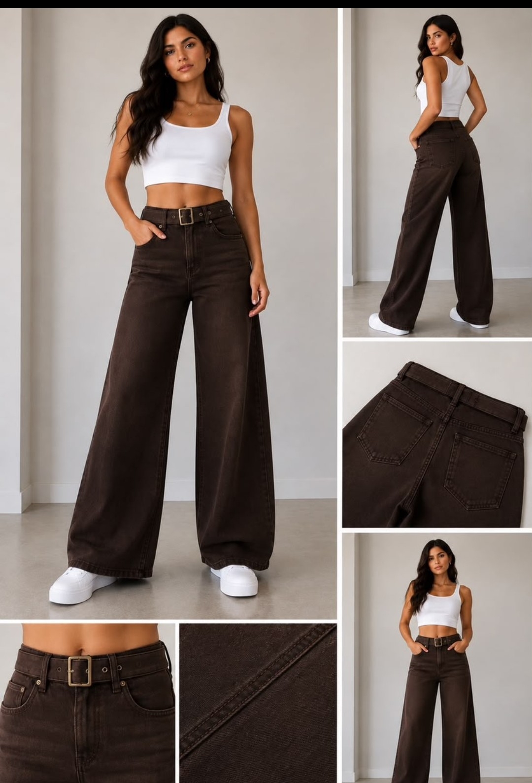 Jeans Palazo con Cinturon - Imagen 6