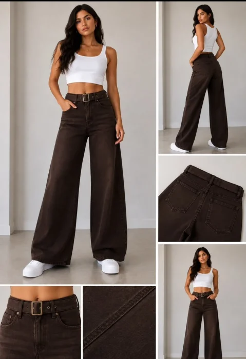 Jeans Palazo con Cinturon