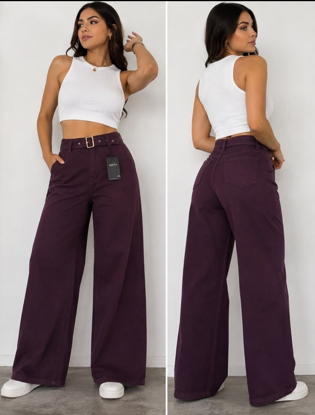 Jeans Palazo con Cinturon - Imagen 2