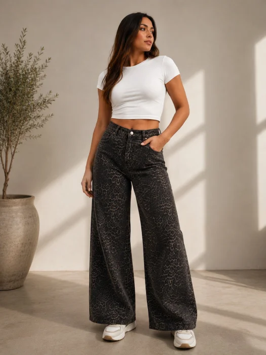 Wide Leg Animal Print