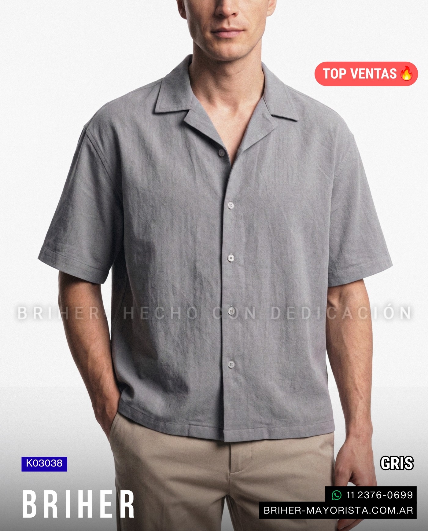 Camisa de Hombre Veraniega Algodón - Imagen 3