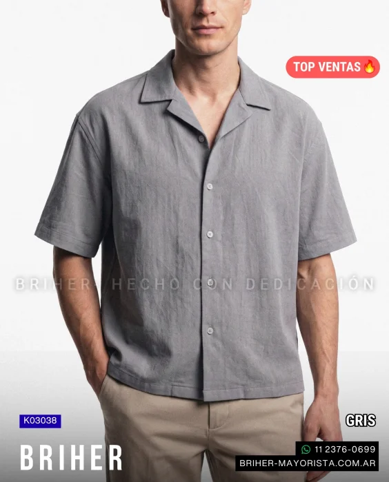 Camisa de Hombre Manga Corta de Algodón Premium