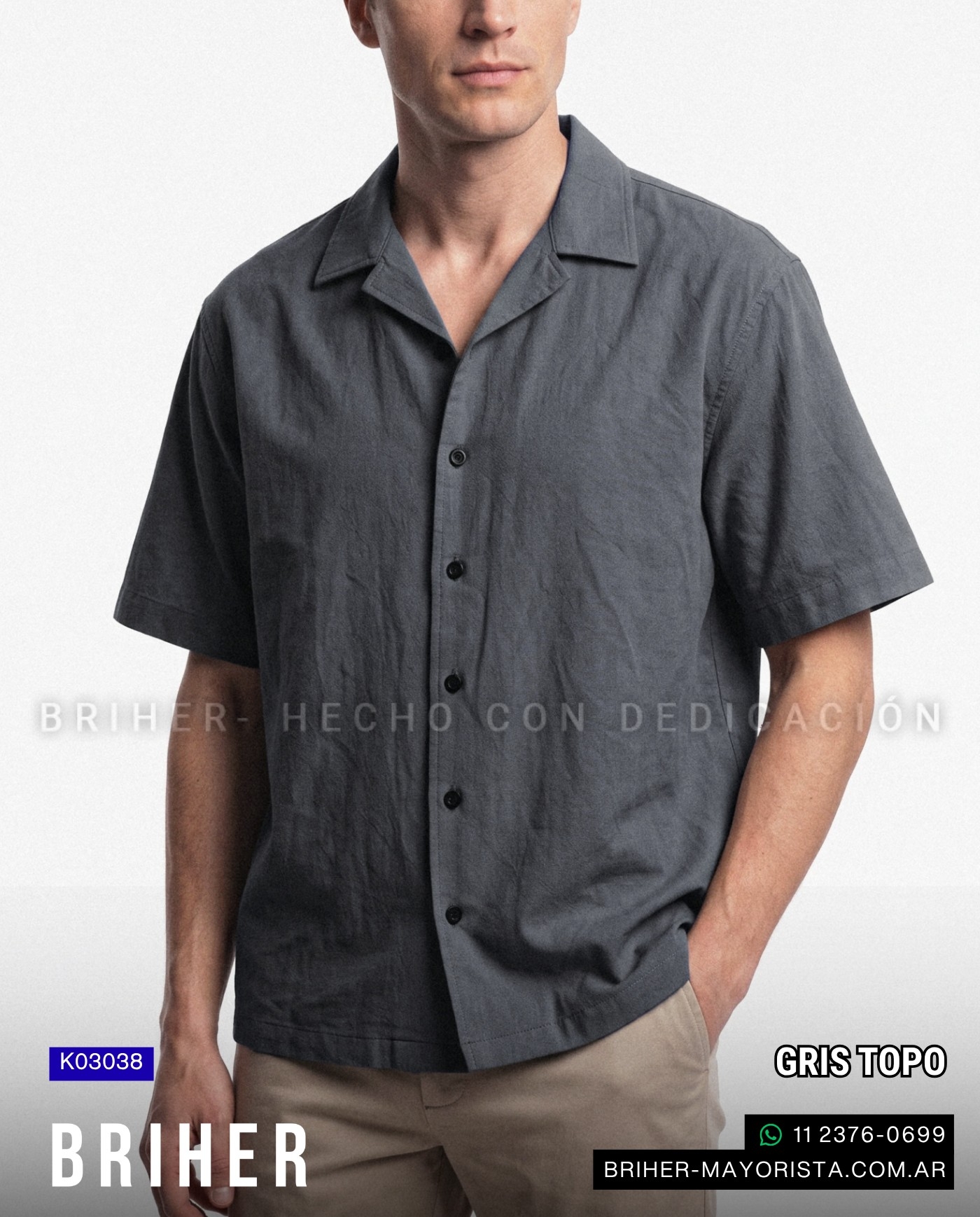 Camisa de Hombre Manga Corta de Algodón Premium - Imagen 3