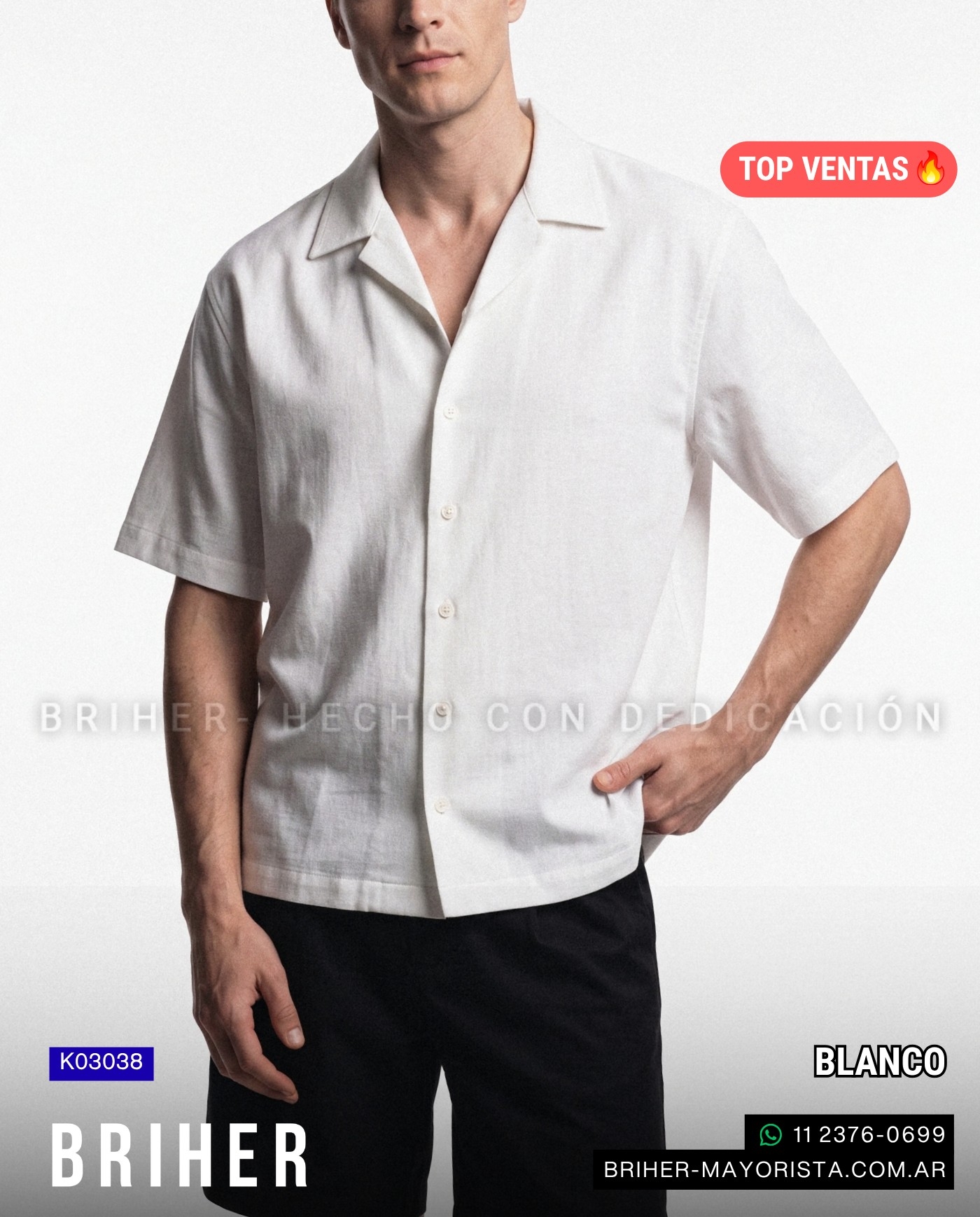 Camisa de Hombre Manga Corta de Algodón Premium - Imagen 4
