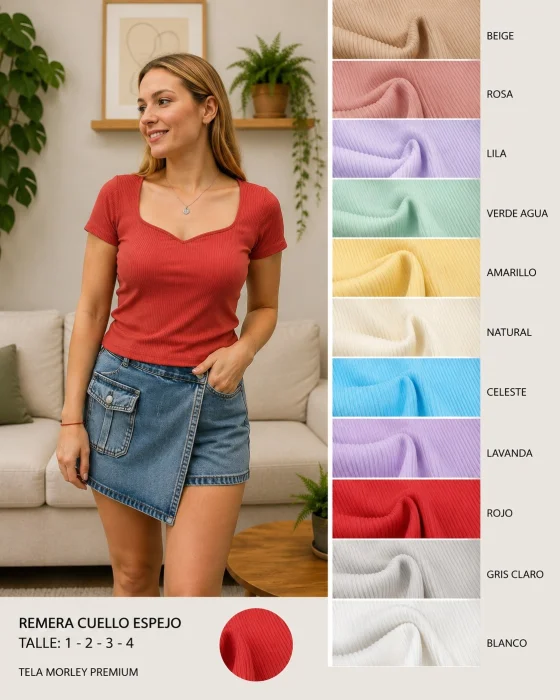 Remeras Escote Corazón Tela. Morley