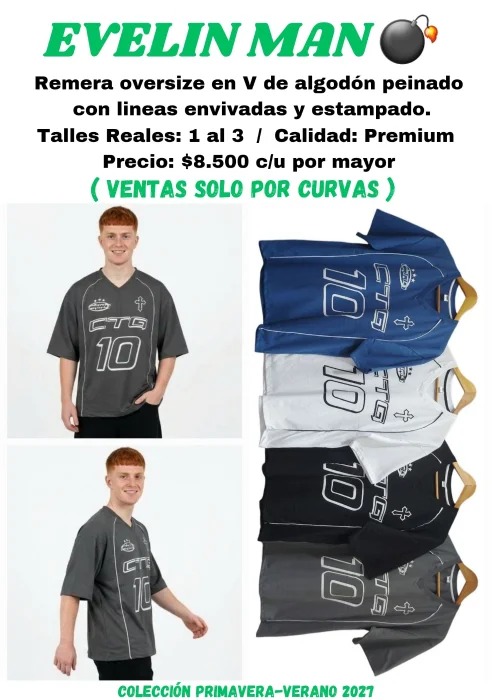 Remera Oversize en V con Líneas 10