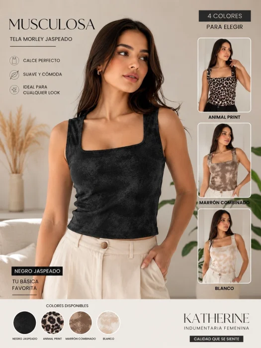 Musculosas. Tela Morley Estanpado