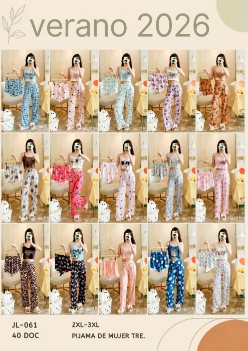 Pijamas con Top de 3 Piezas