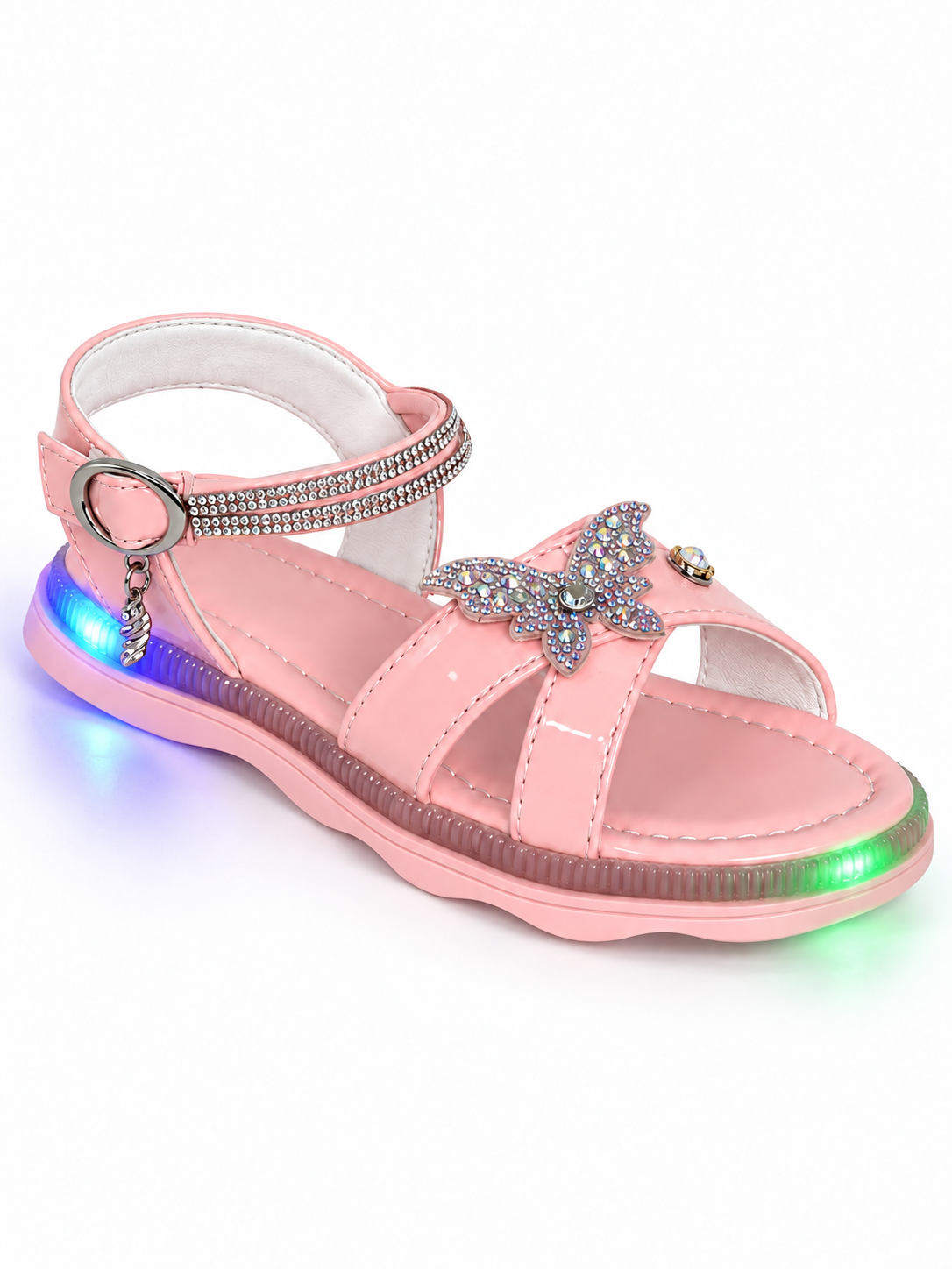 Sandalia Mariposa con Luz Cómodas Niñas Tendencia Infantil Moda Abrojo Luces Calzado - Sandalia%20rosa%20infantil%20con%20luces%20bicolor.png