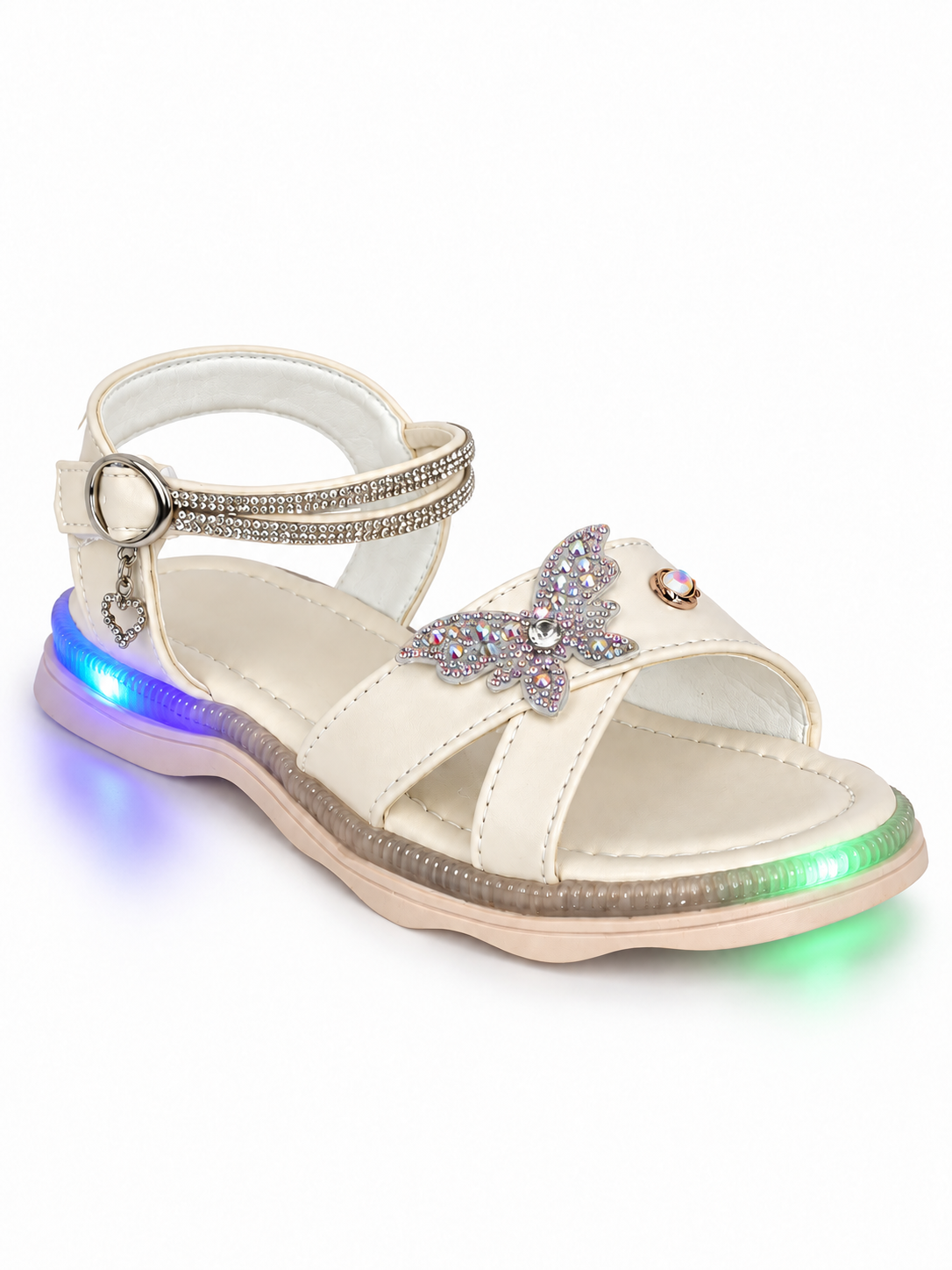 Sandalia Mariposa con Luz Cómodas Niñas Tendencia Infantil Moda Abrojo Luces Calzado - Sandalia%20infantil%20iluminada%20azul%20y%20verde.png