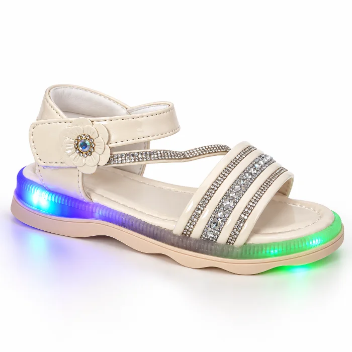 Sandalia Perlas Luz Niñas Infantiles Moda Abrojo Fiesta Tendencia Nenas Calzado