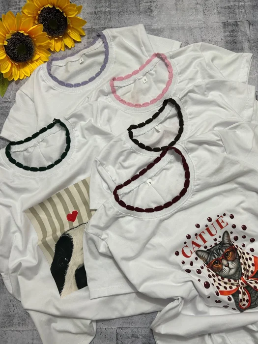 Remeras Cuello Tejido