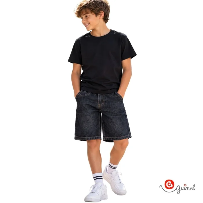 4283 Bermuda Jean Rigido Negro con Bigotes Progresivos