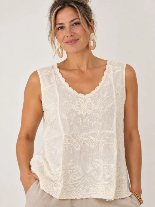Musculosa Importada Bordada