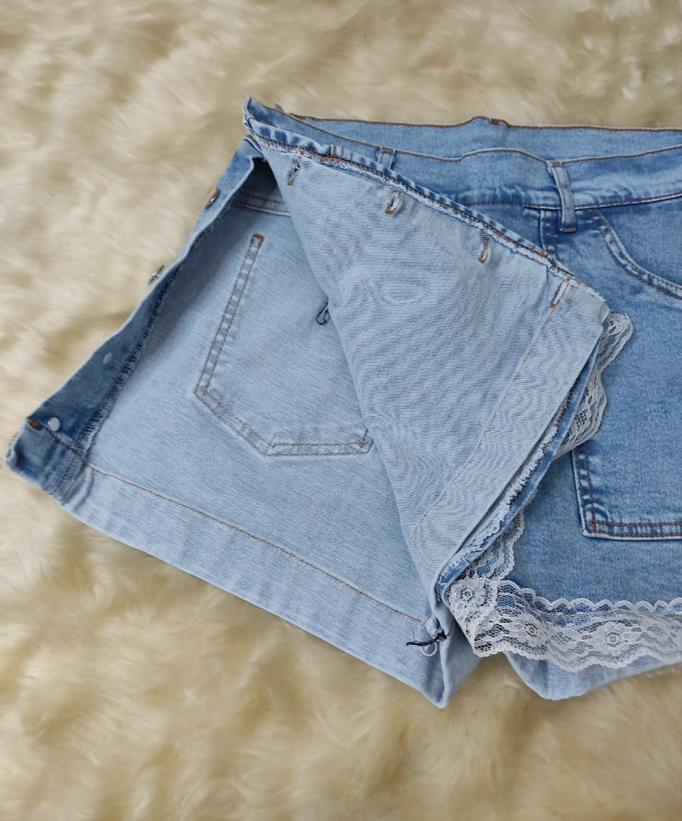 Short Pollera Jean con Puntilla - Imagen 3