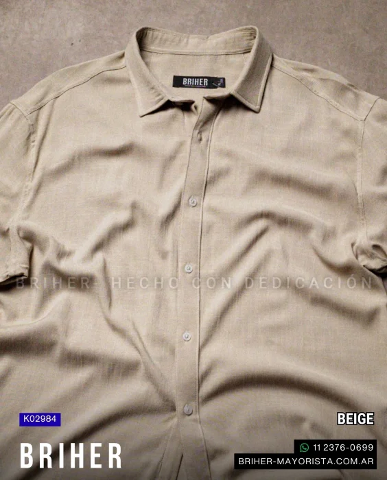 Camisa de Hombre Manga Corta Lino Elastizado