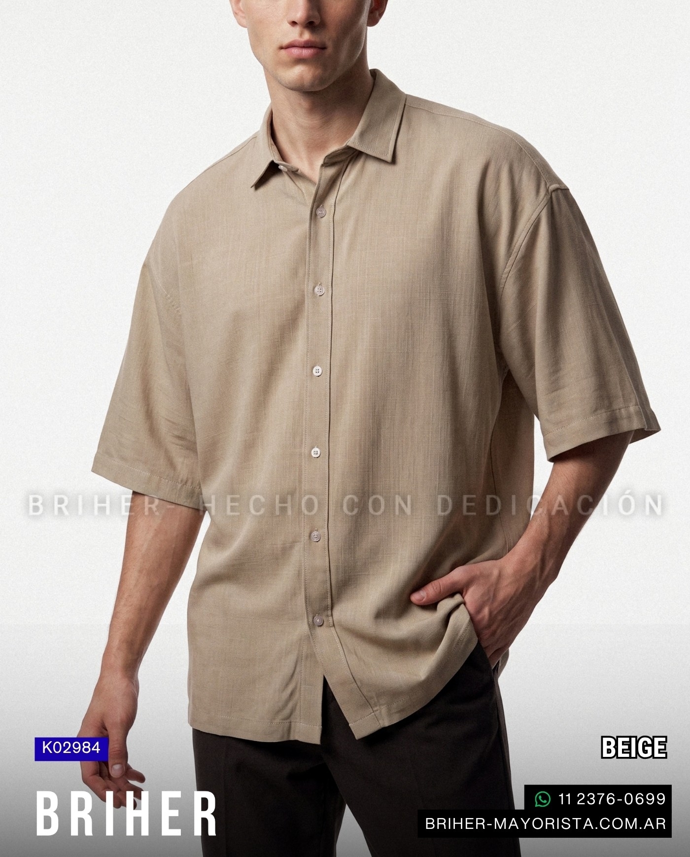 Camisa de Hombre Manga Corta Lino Elastizado - Imagen 2
