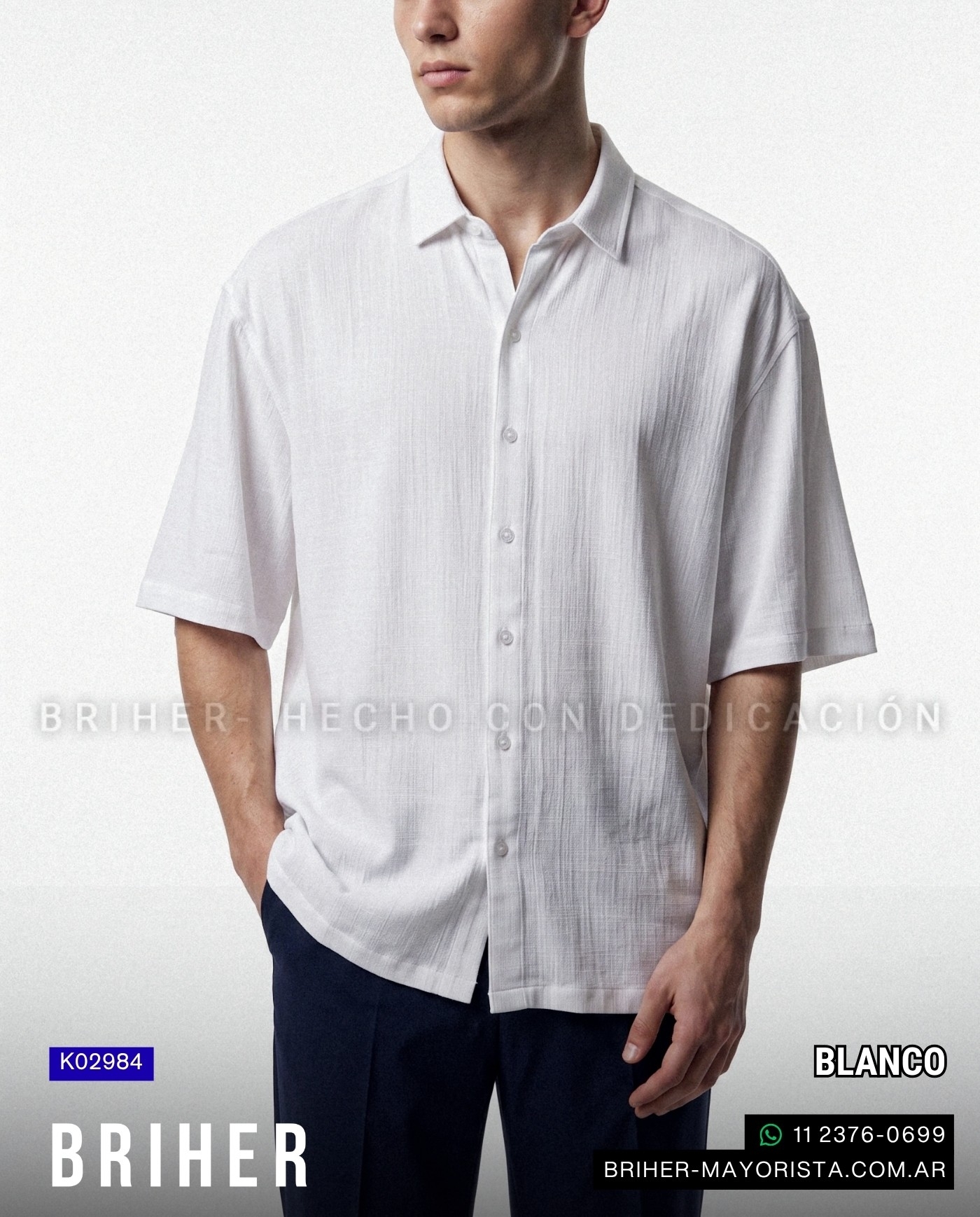 Camisa de Hombre Manga Corta Lino Elastizado - Imagen 4