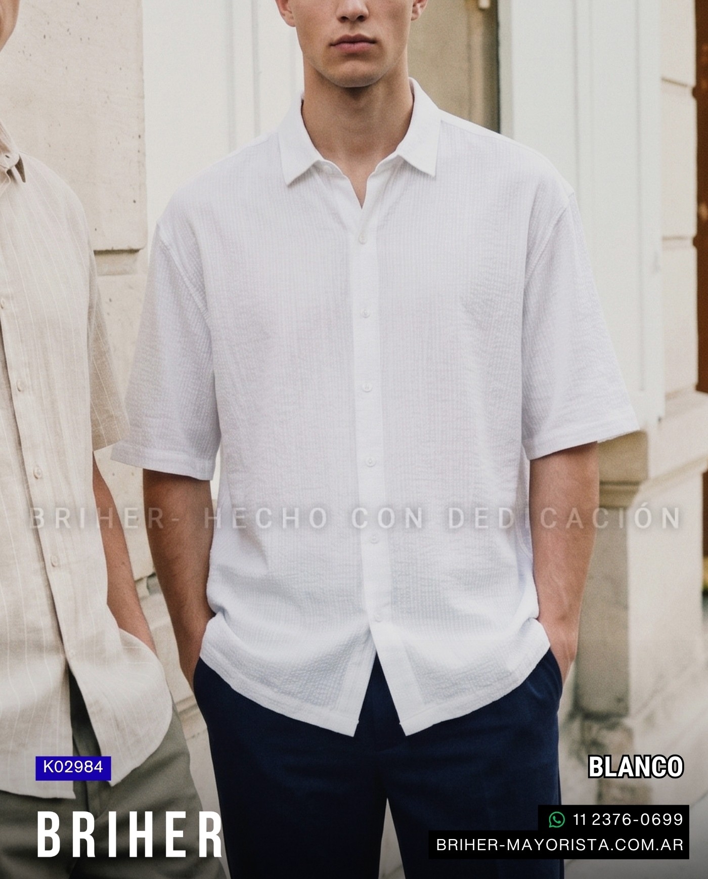 Camisa de Hombre Manga Corta Lino Elastizado - Imagen 5