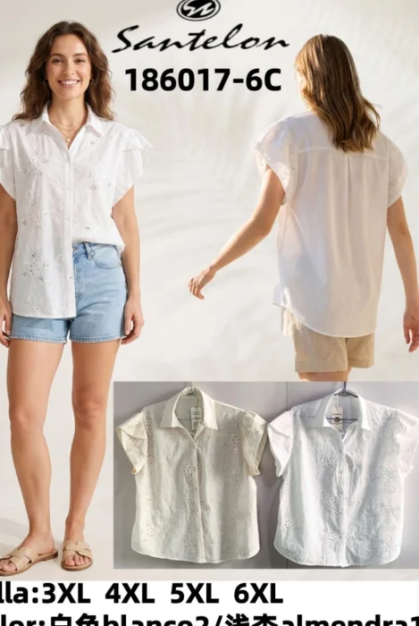 Camisa de Broderi  con Brillo Importado