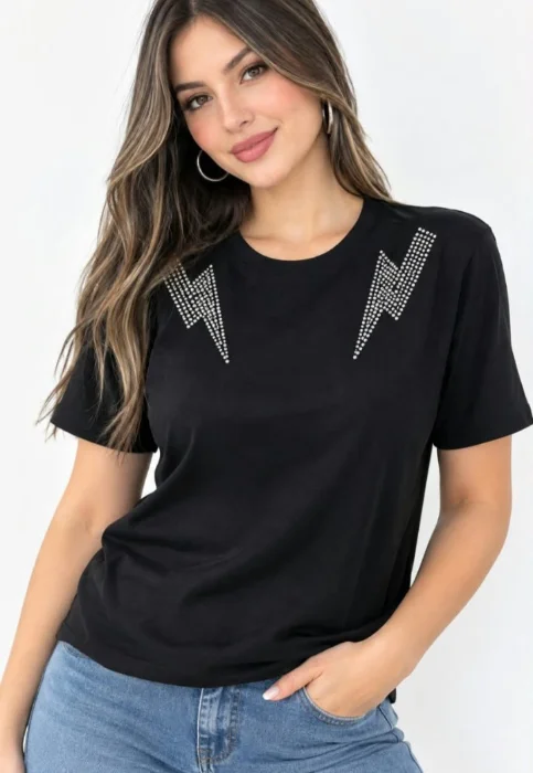 Remeras con Tachas Algodón Peinado
