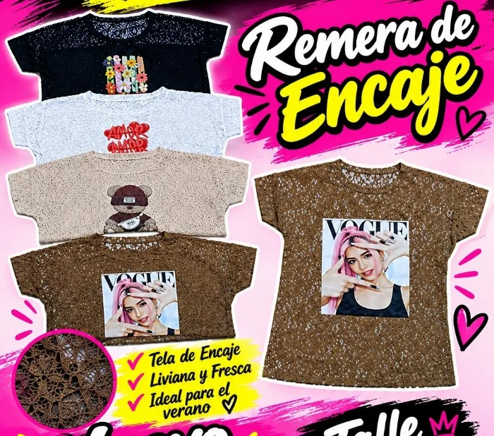 Remera Encaje Dama Estampado