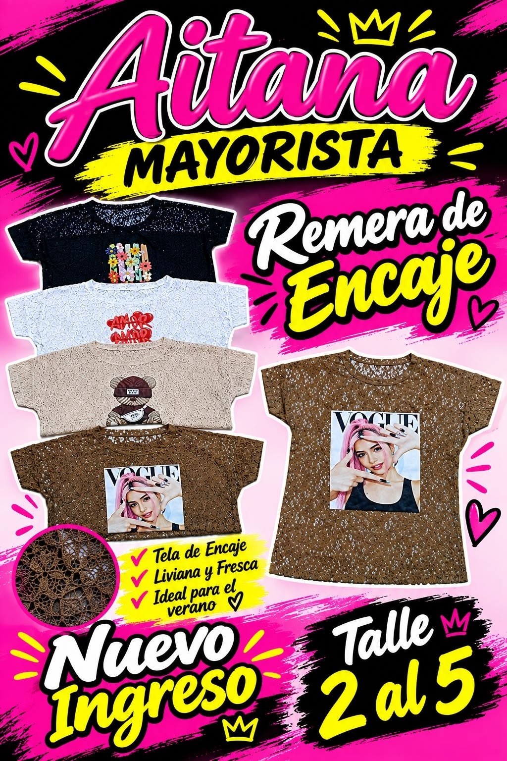 Remera Encaje Dama Estampado - Imagen 2