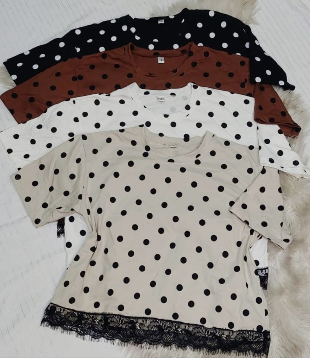 Remera Algodón Peinado Lunares con Encaje - Imagen 2