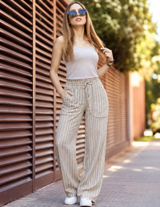 Pantalones de Lino Rayado