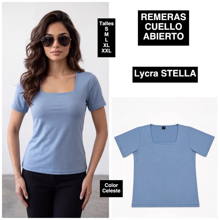 Remeras Cuello Abierto de Lycra Stella