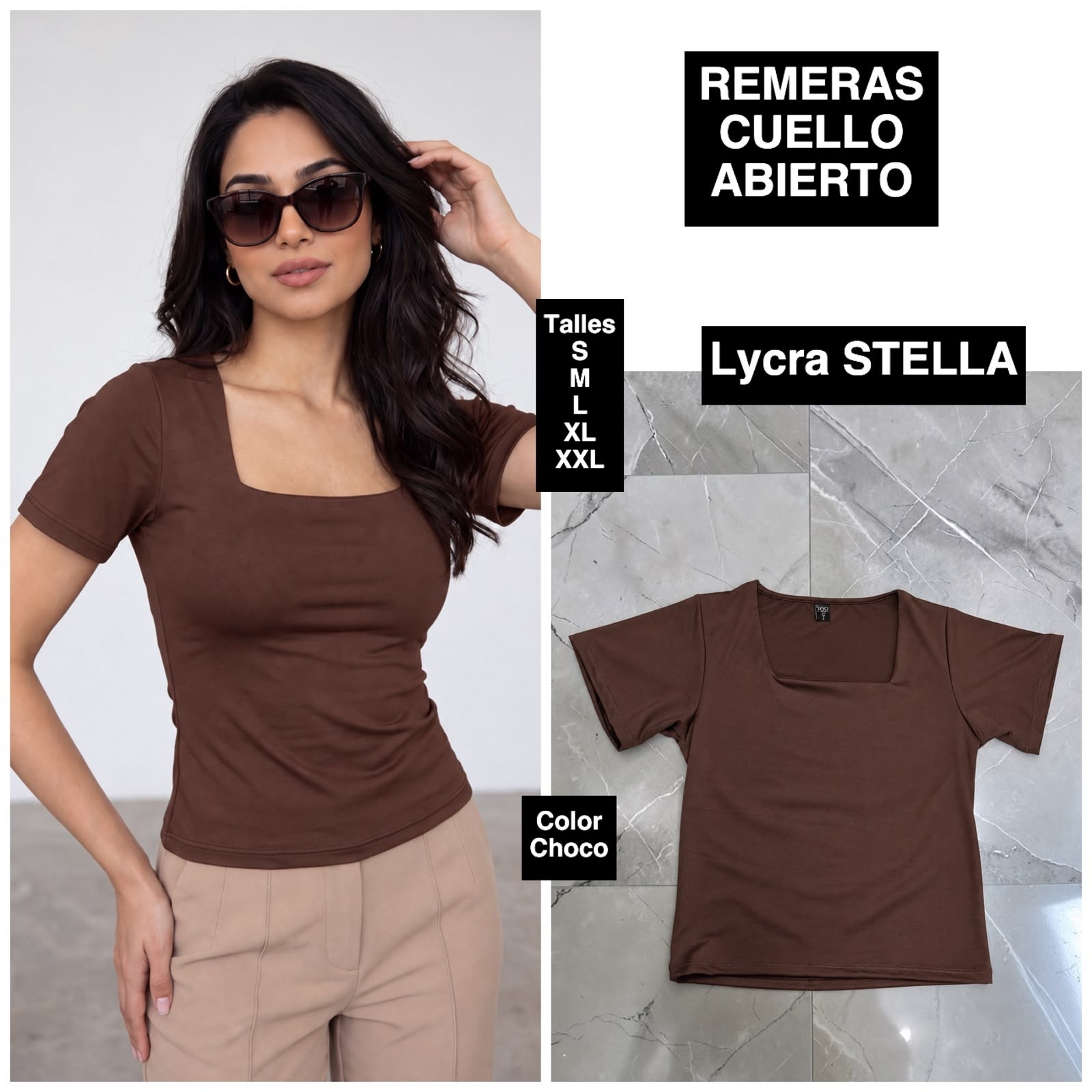 Remeras Cuello Abierto de Lycra Stella - Imagen 3