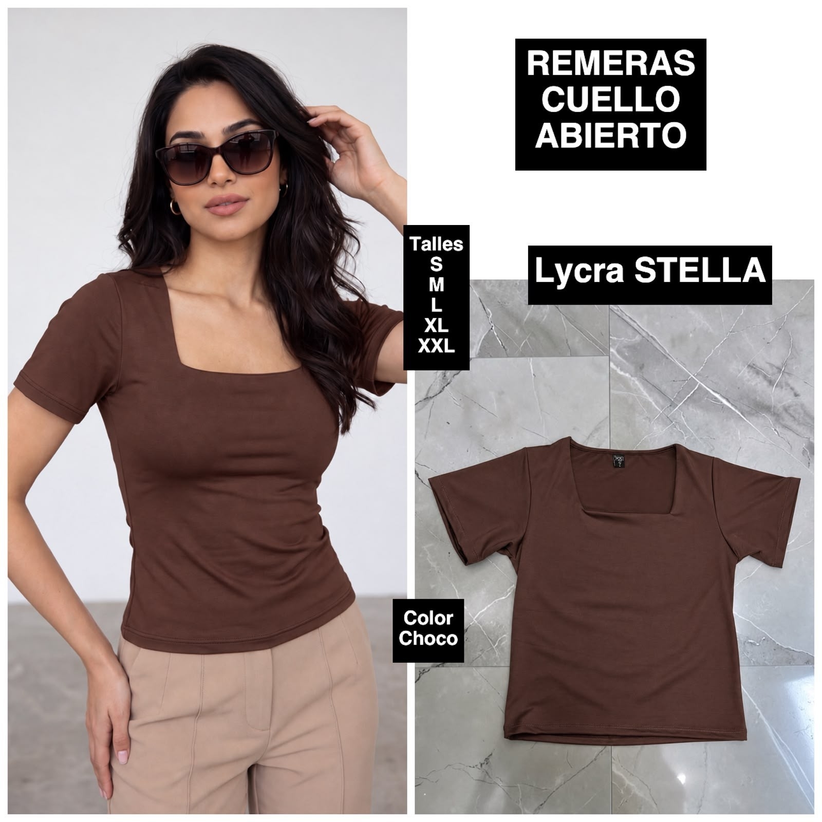Remeras Cuello Abierto de Lycra Stella - Imagen 3
