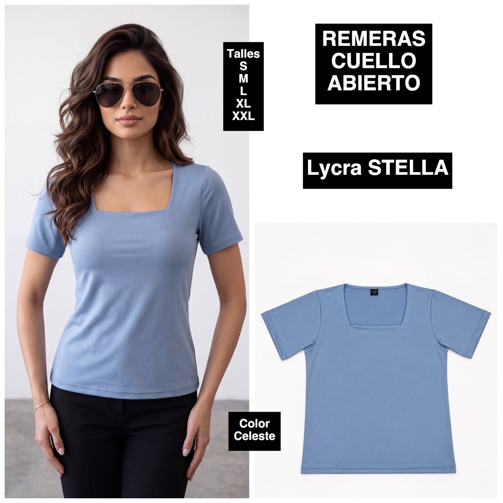 Remeras Cuello Abierto de Lycra Stella - Imagen 2
