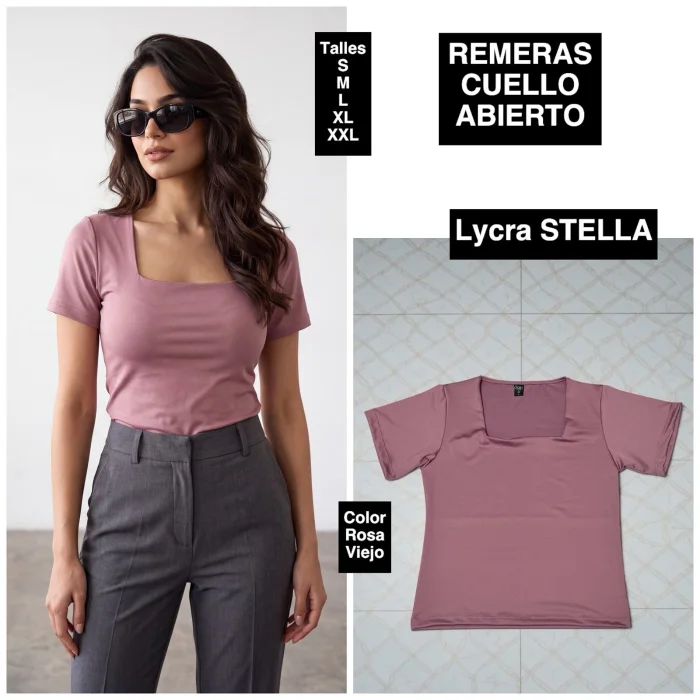 Remeras Cuello Abierto de Lycra Stella