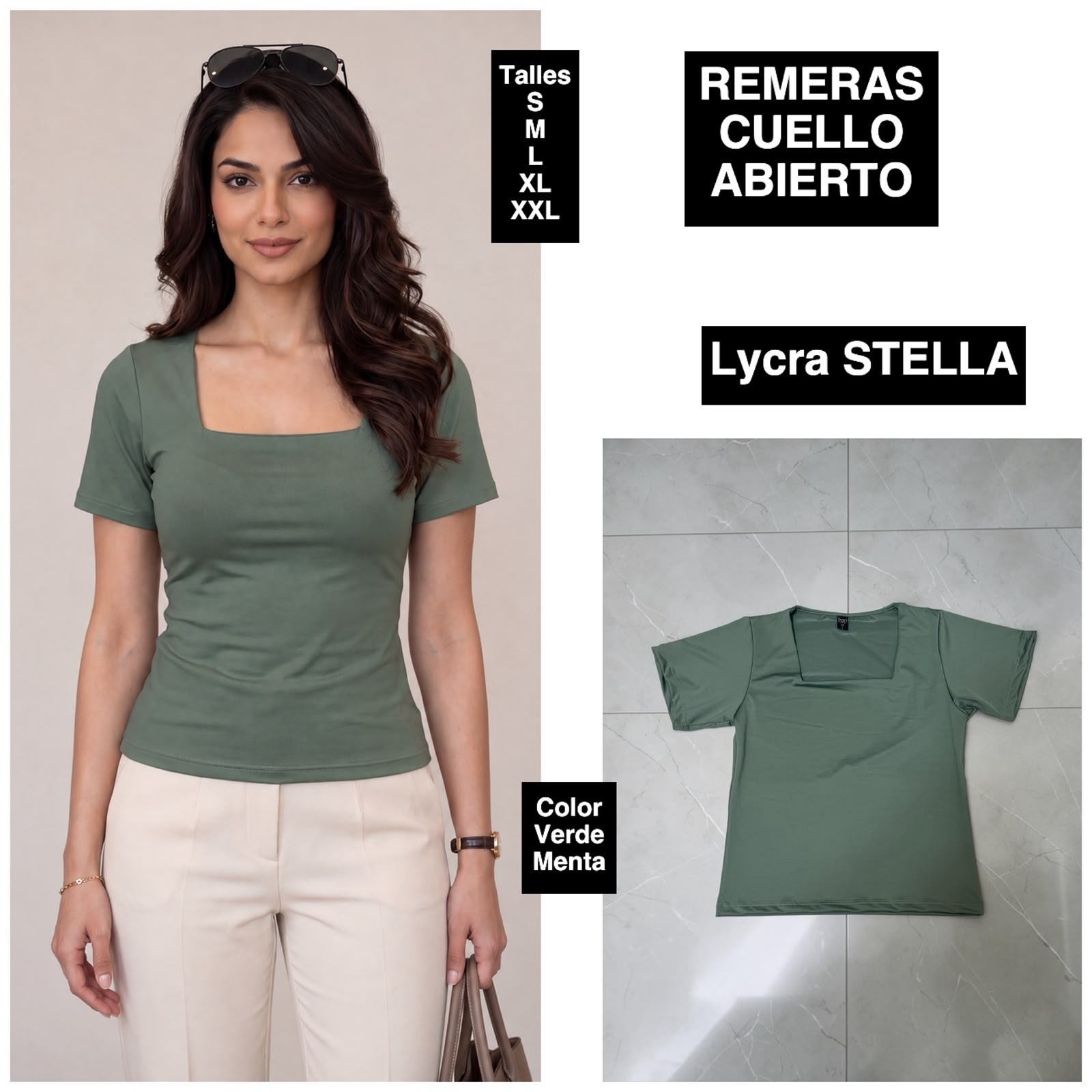 Remeras Cuello Abierto de Lycra Stella - Imagen 6