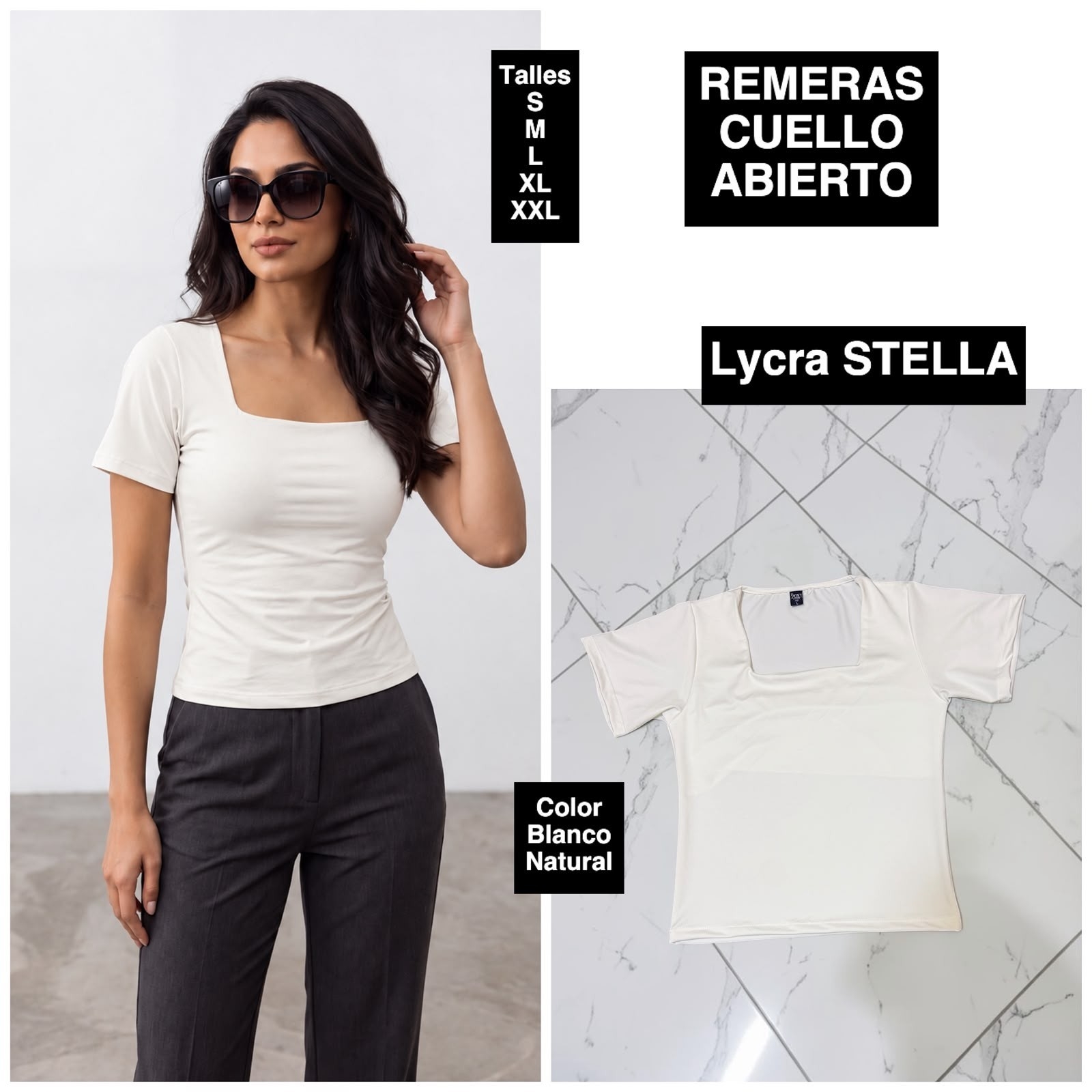 Remeras Cuello Abierto de Lycra Stella - Imagen 7