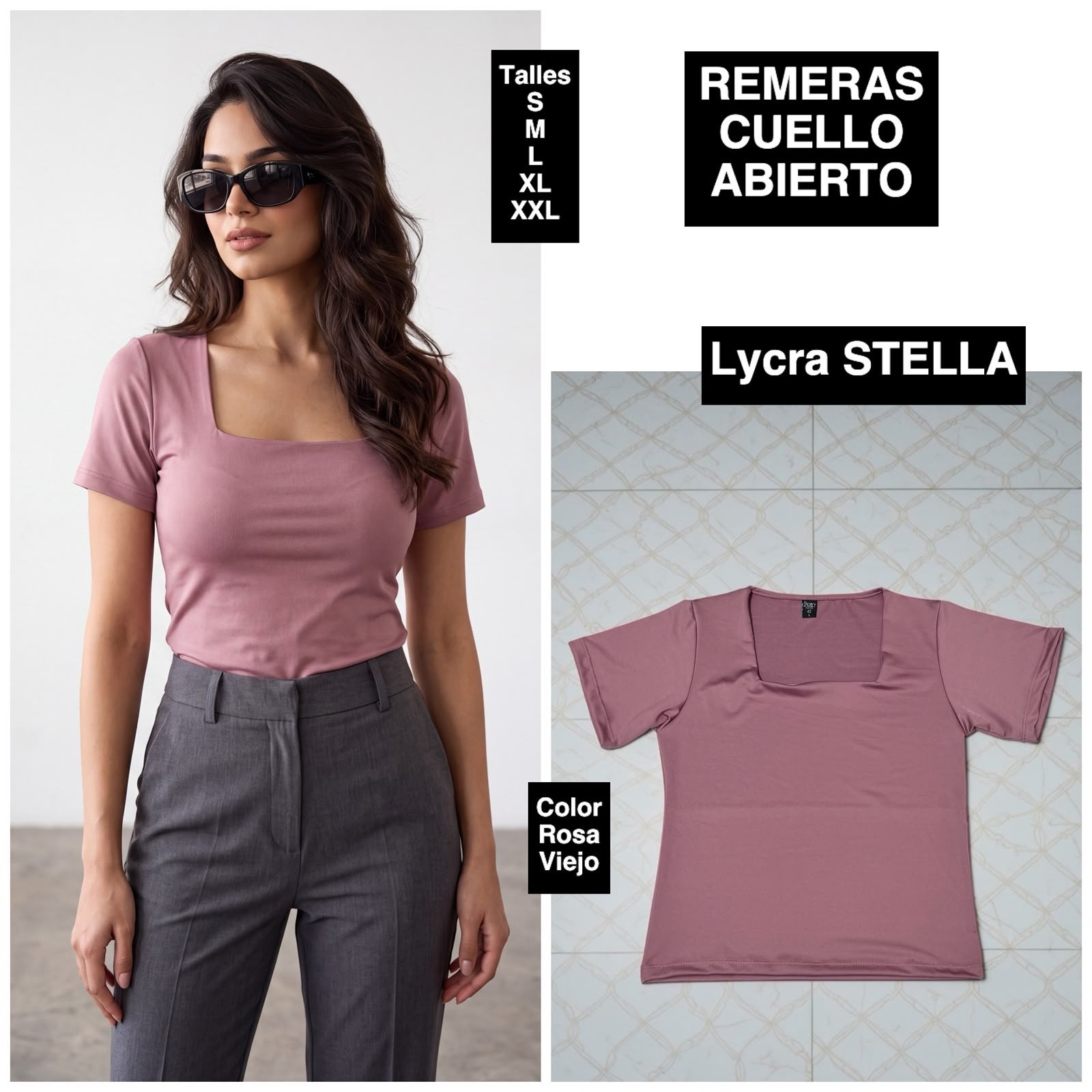 Remeras Cuello Abierto de Lycra Stella - Imagen 5
