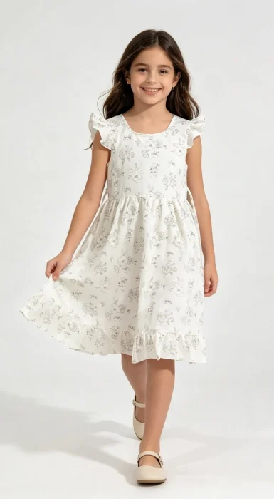 Vestido de Nena con Flores y Brillo