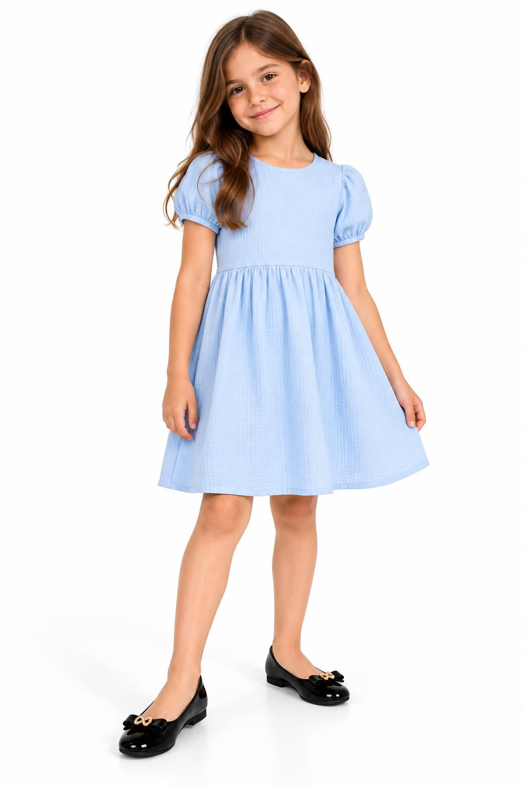 Guillerminas Balerinas Chatitas Importadas Nena Infantil Cómodas Tendencia - Vestido%20celeste%20con%20balerinas%20negras.png