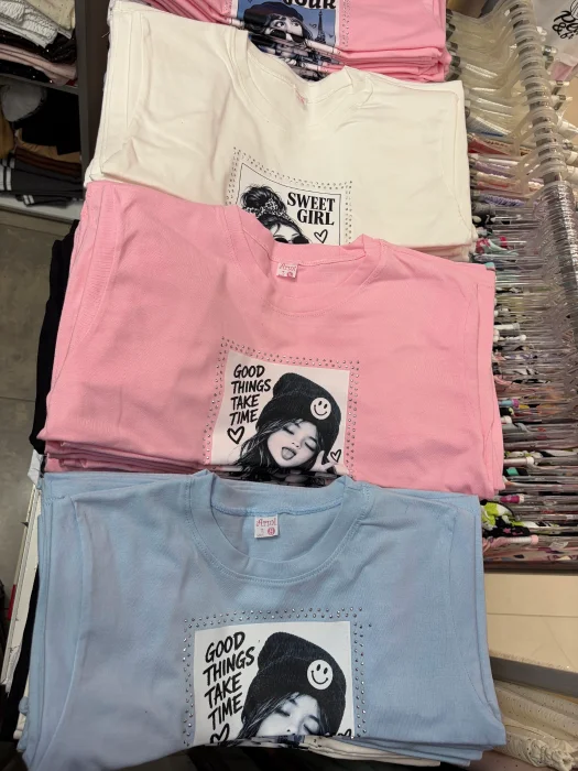Remeras con Strass de Algodon Peinado