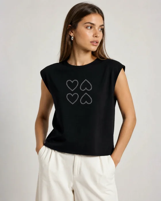 Remera con Strass Fiore