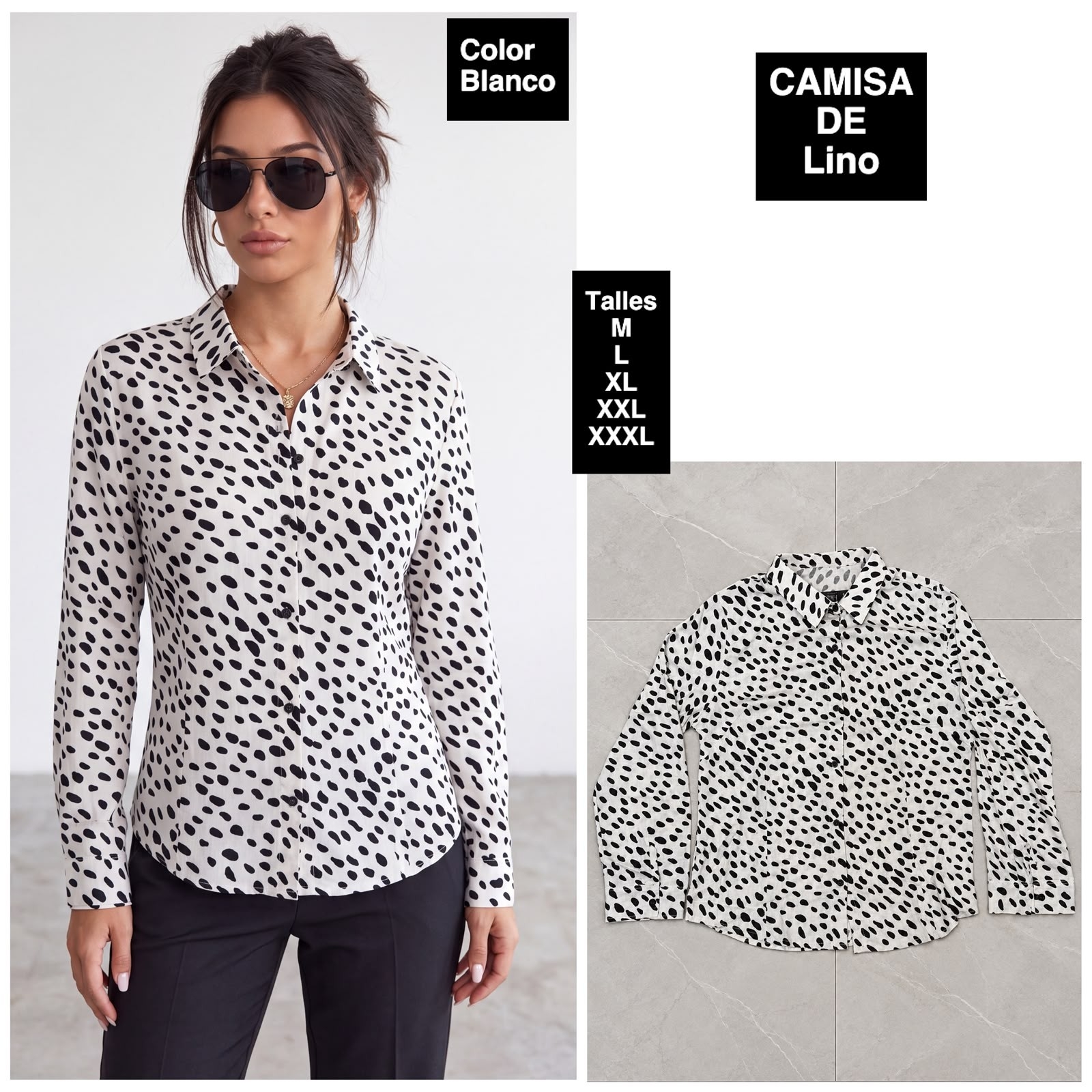Camisas de Dama Tela Lino Estampado - Imagen 3