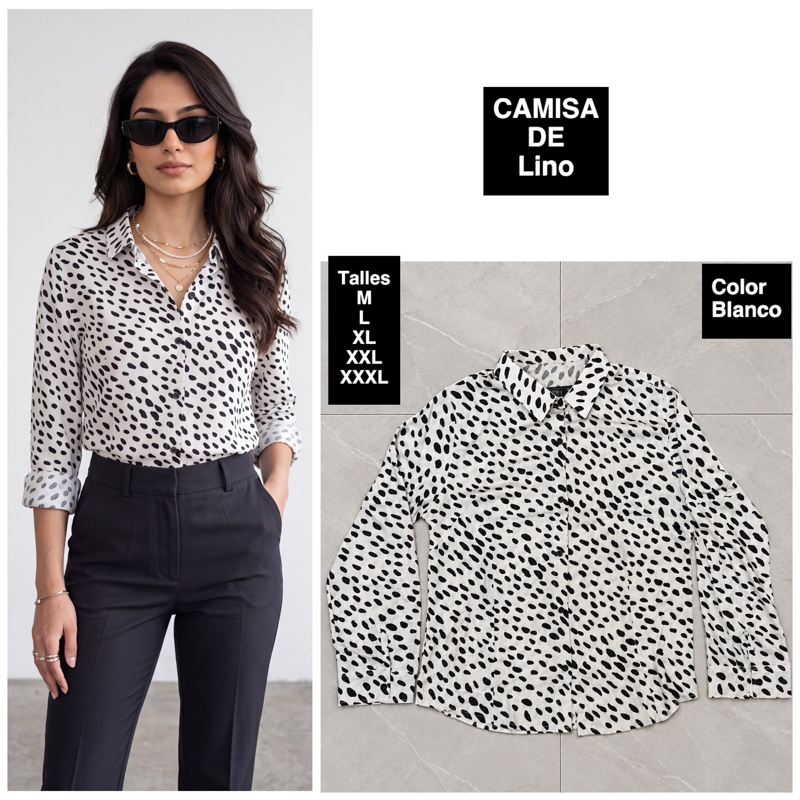 Camisa  de Dama en Tela Lino - Imagen 2