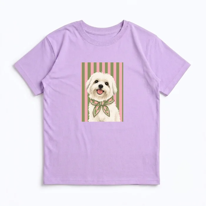 Nena - Remera Ovsize Perro Maltes Rayas